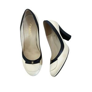 CHANEL Women's Two-Tone Black and Cream Heels